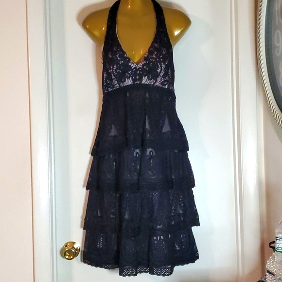 Sue Wong Dresses & Skirts - Sue Wong Womens 4-Tier Sleeveless Lace Black Dress Sz 6